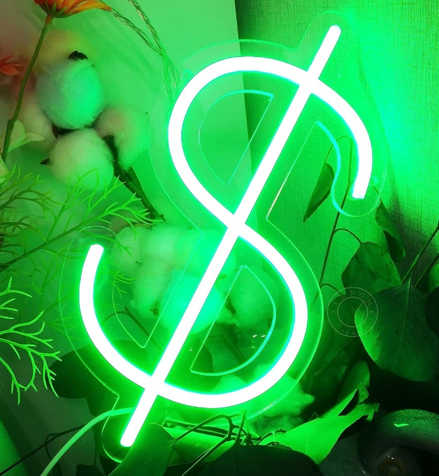 Neon Sign • $ Dollar Symbol (11.8×6.3)