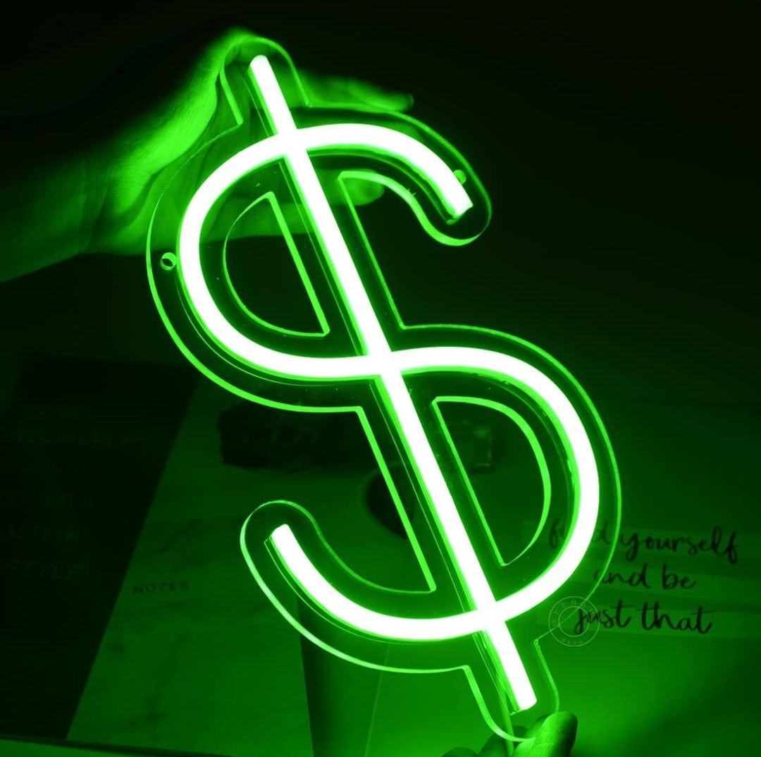 Neon Sign • $ Dollar Symbol (11.8×6.3)