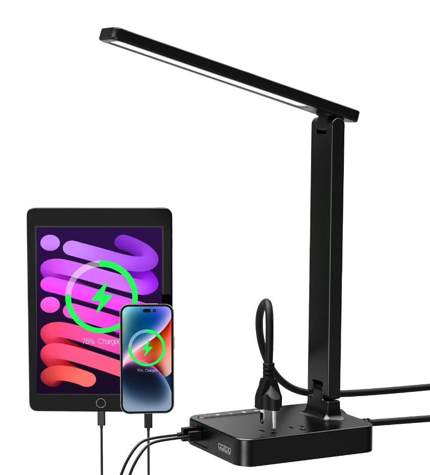 Desktop Lamp w/ USB & Plug-in Ports