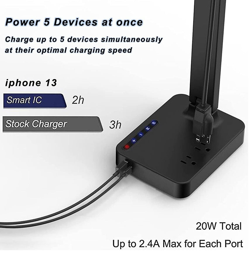 Desktop Lamp w/ USB & Plug-in Ports