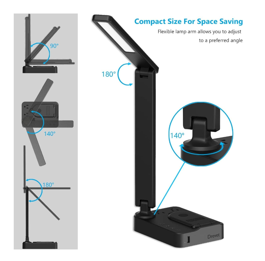 Desktop Lamp w/ 2 Outlets, USB & Wireless Ports