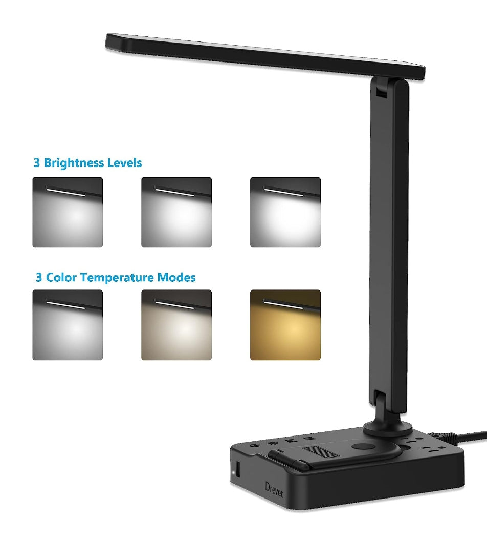 Desktop Lamp w/ 2 Outlets, USB & Wireless Ports