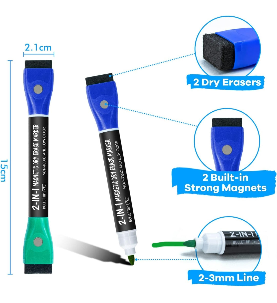 Magnetic Dry Erase Markers Set (6ct)