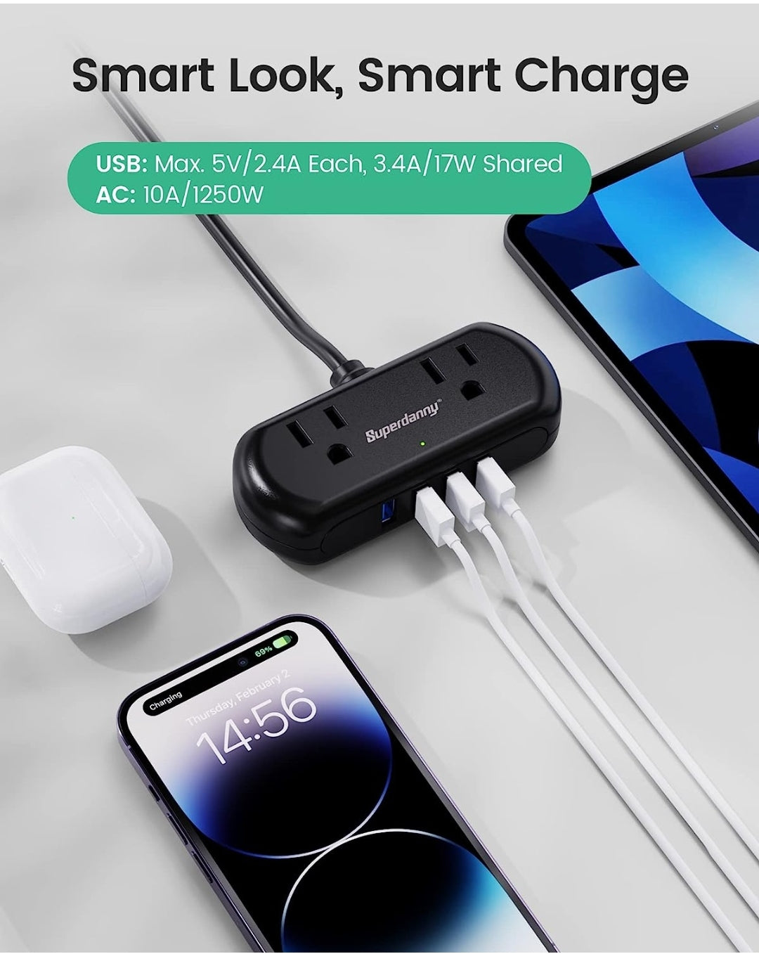 Desktop Compact USB & Outlet Surge Protector