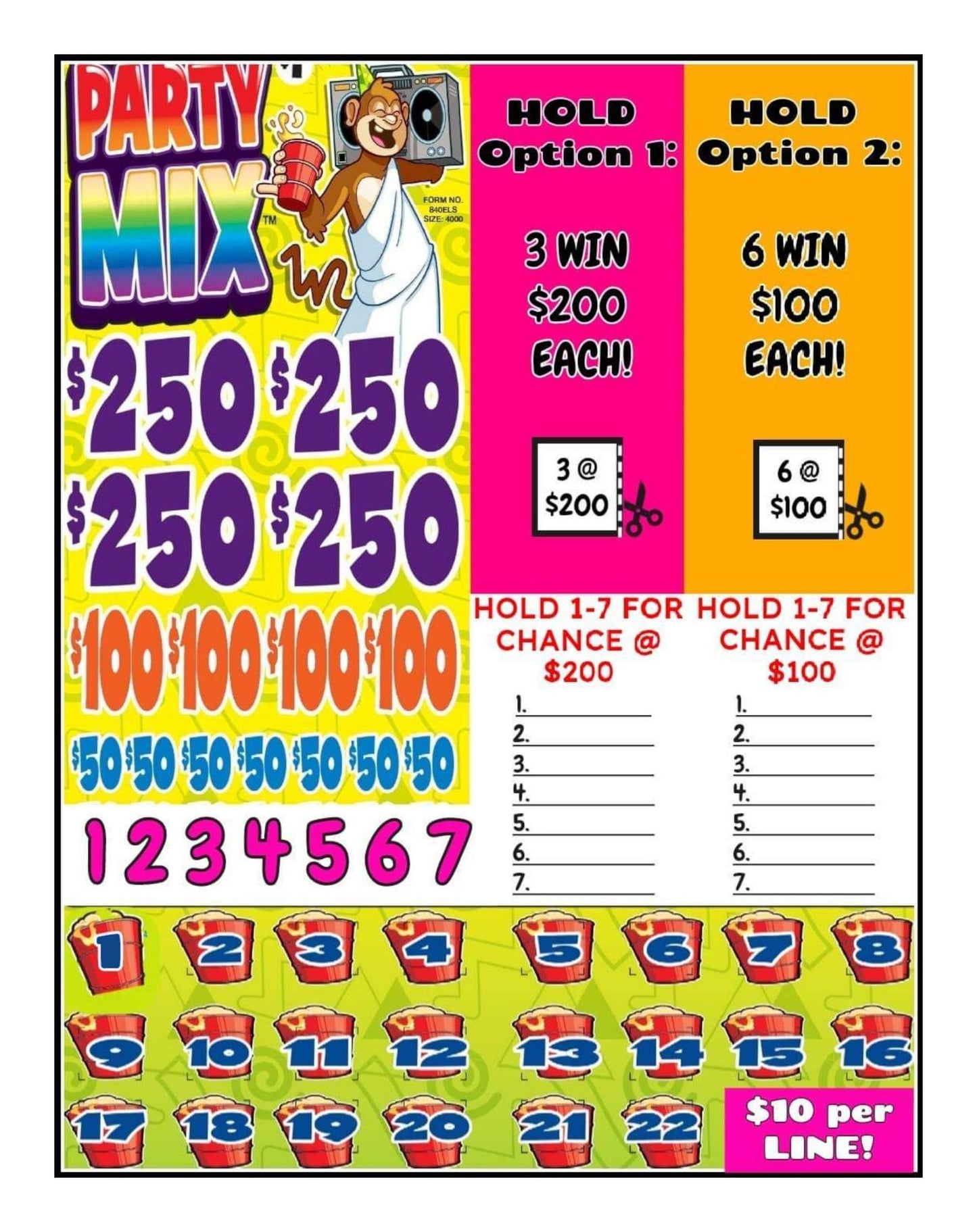 'Party š MIX' ā¢ $10/Line Bingo Cashboard ($950 Prof.)