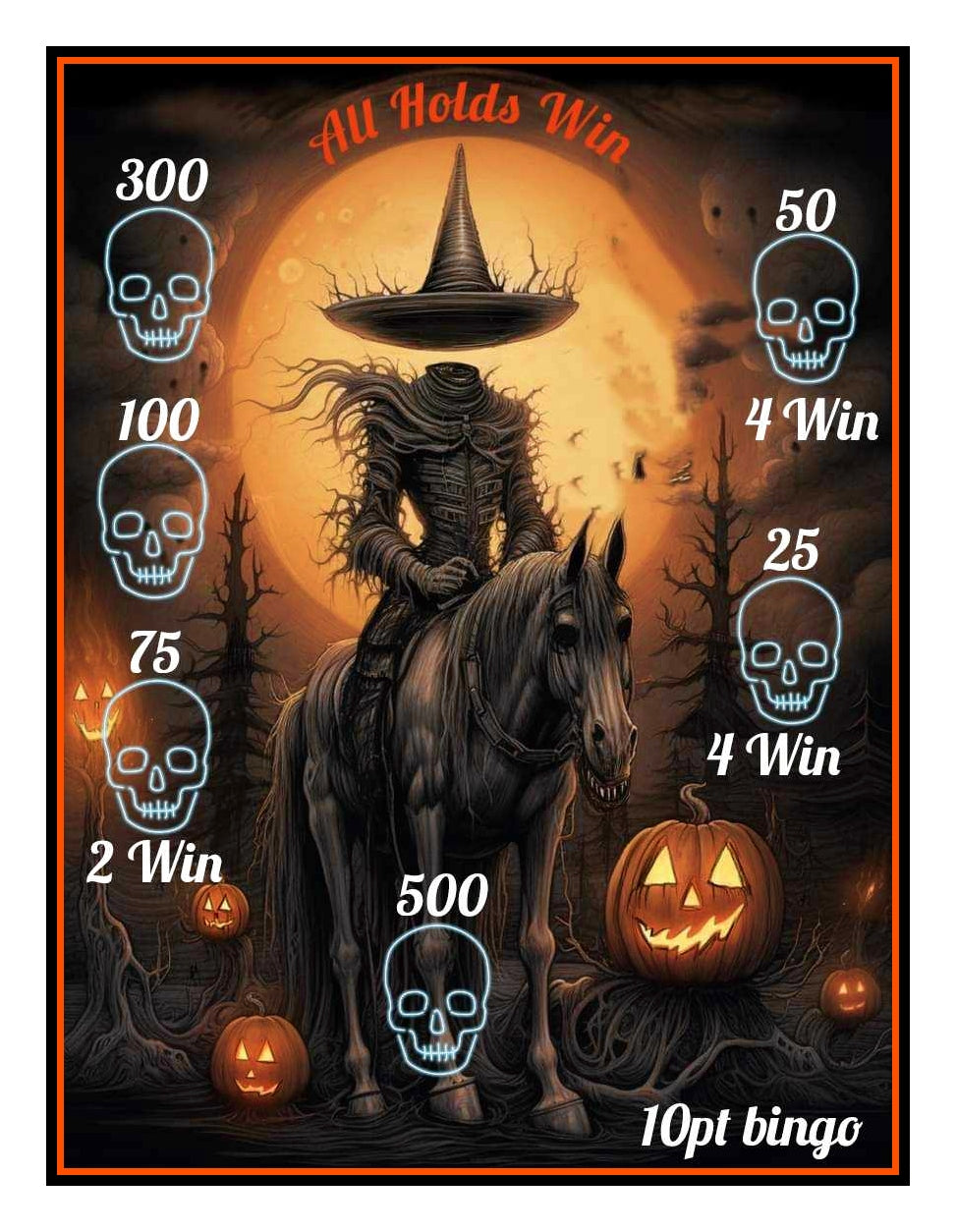 'Horseman' Bingo Board 10/Line, $600 Profit (13-Bingo's)
