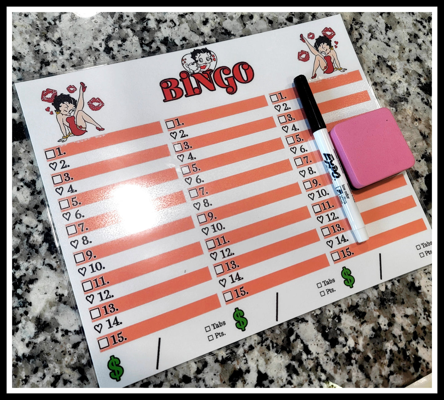 Bingo Pad ⢠REUSABLE'S! ā»ļø ( š Betty, 3Part/15-line)