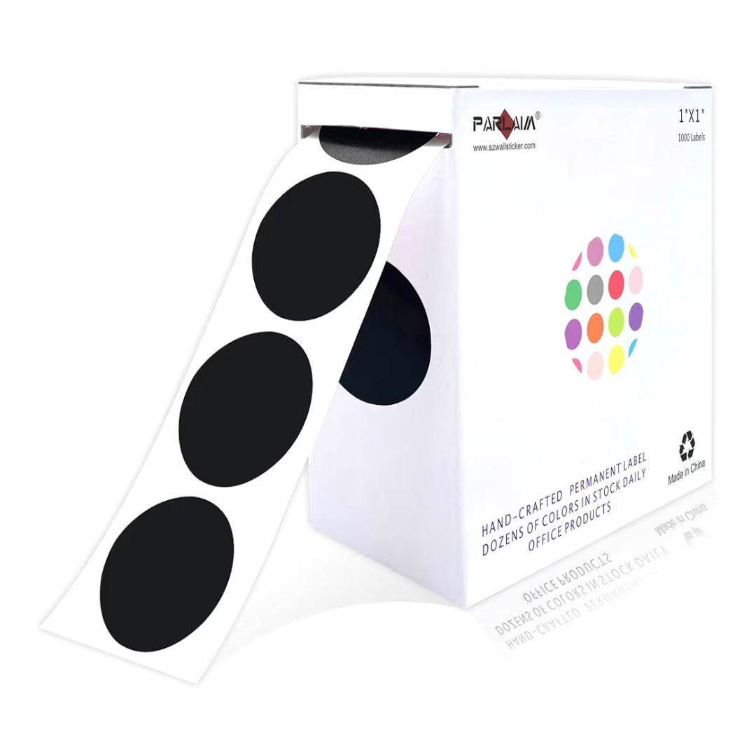 Prize Board/Paid Sticker Label 1" (Black, 1'000ct)