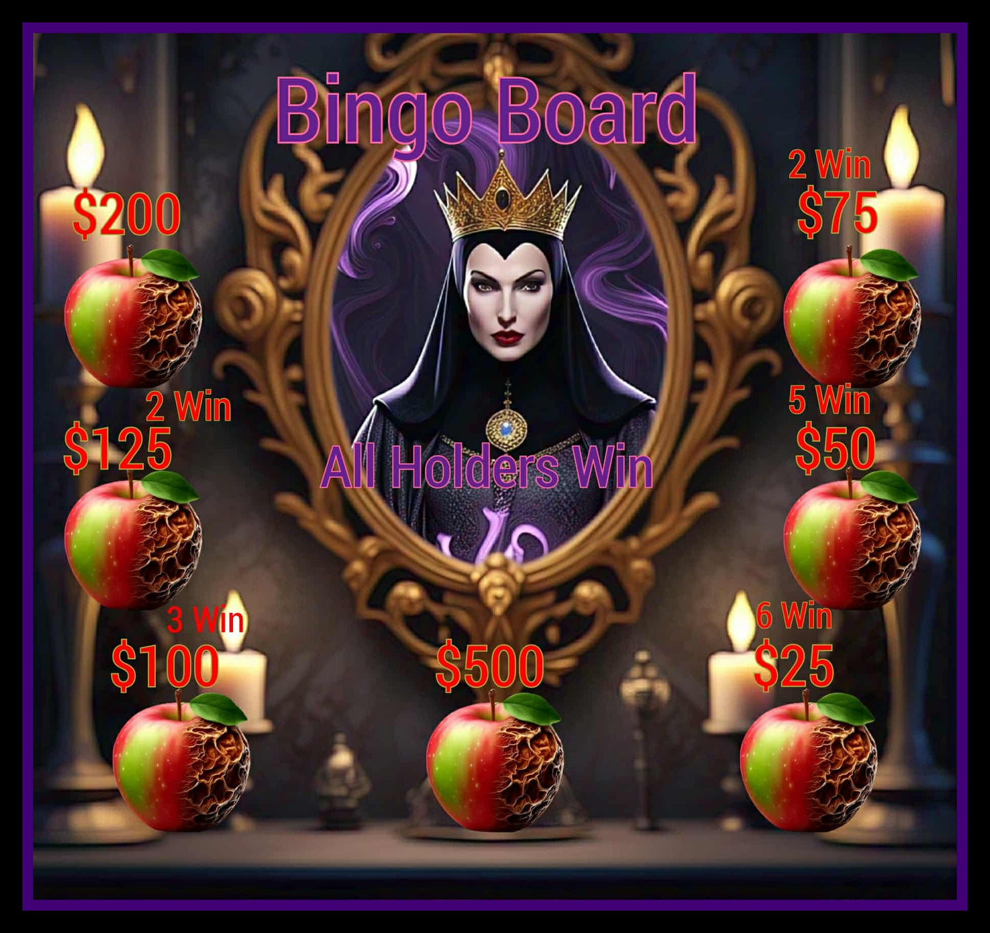 Queen Villan Bingo Board • $10/Line, $1,200 Profit