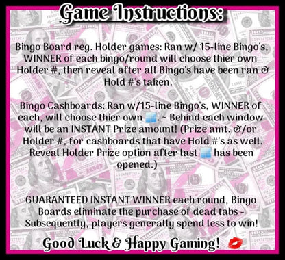 Lucky Lips Betty Bingo Board, All-Holds-Win, $8/Line • $810 Profit