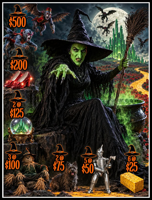 Wicked Oz Bingo Board - 10/Line, $1,200 PROFIT
