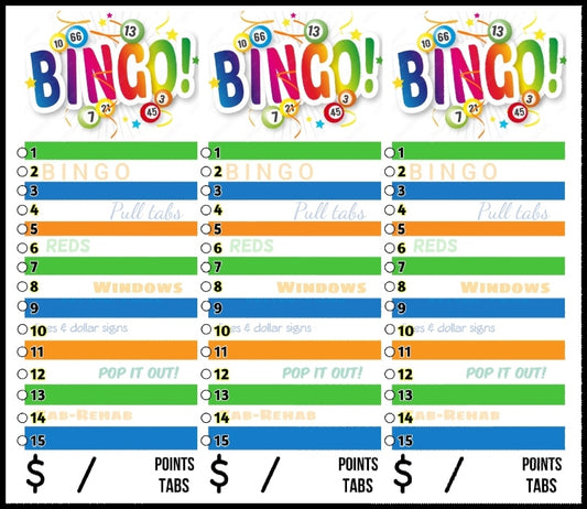 Bingo Pad • REUSABLE'S! ♻️ (3Part/15-line)