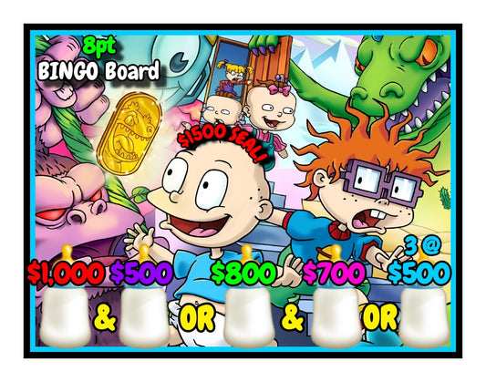 'RUGRATS' $1,500 SEAL Bingo Board, $8/Line, $900 Profit