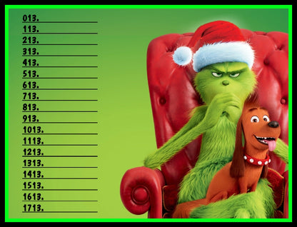 'Grinch Steals xmas!' Bingo Board - $11/Line, 2k Seal! $1,000 Profit