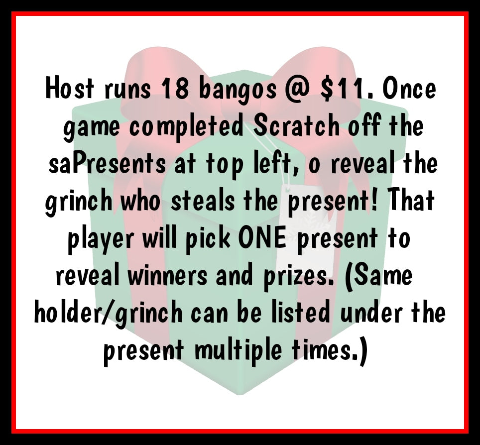 'Grinch Steals xmas!' Bingo Board - $11/Line, 2k Seal! $1,000 Profit