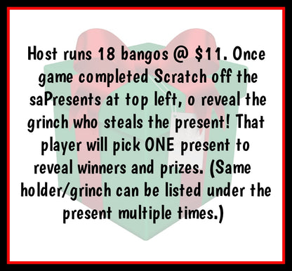 'Grinch Steals xmas!' Bingo Board - $11/Line, 2k Seal! $1,000 Profit