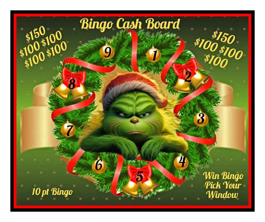 'Baby Grinch' Bingo Cashboard • $10/Line, only 9-Bingo's, $350 Profit