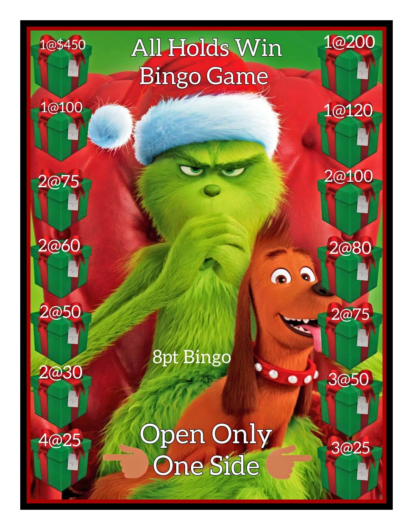 'Merry Grinchmas' Bingo Board • $8/Line, 800 Profit