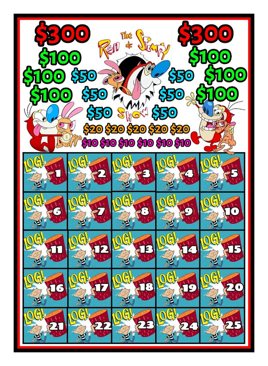 'Ren & Stimpy' Bingo Cashboard • $6/Line, $600 Profit