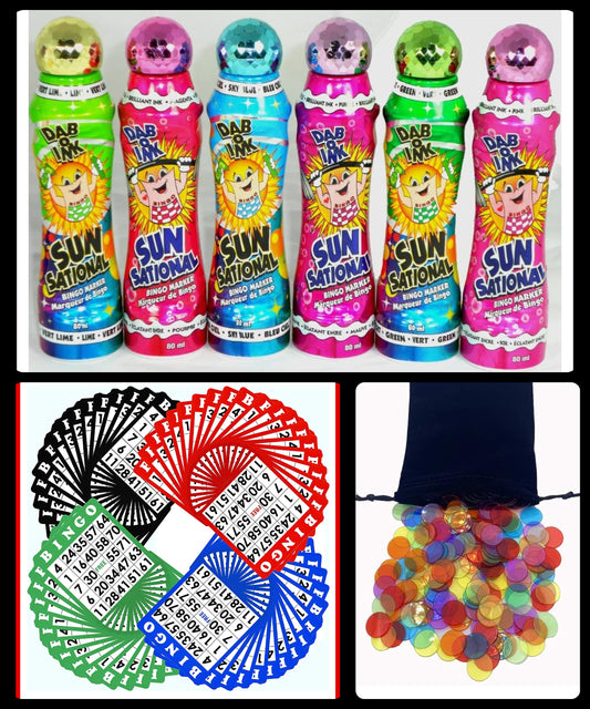 Bingo Bundle! (1 Dauber, 100 Game Sheets & 250 Counter pcs)