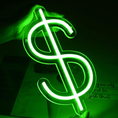 Neon Sign • $ Dollar Symbol (11.8×6.3)
