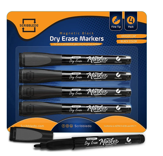 Magnetic Dry-Erase Markers Set (4ct. Black)