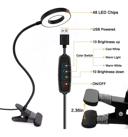Desktop Lamp w/ Clamp & 10 Brightness Levels