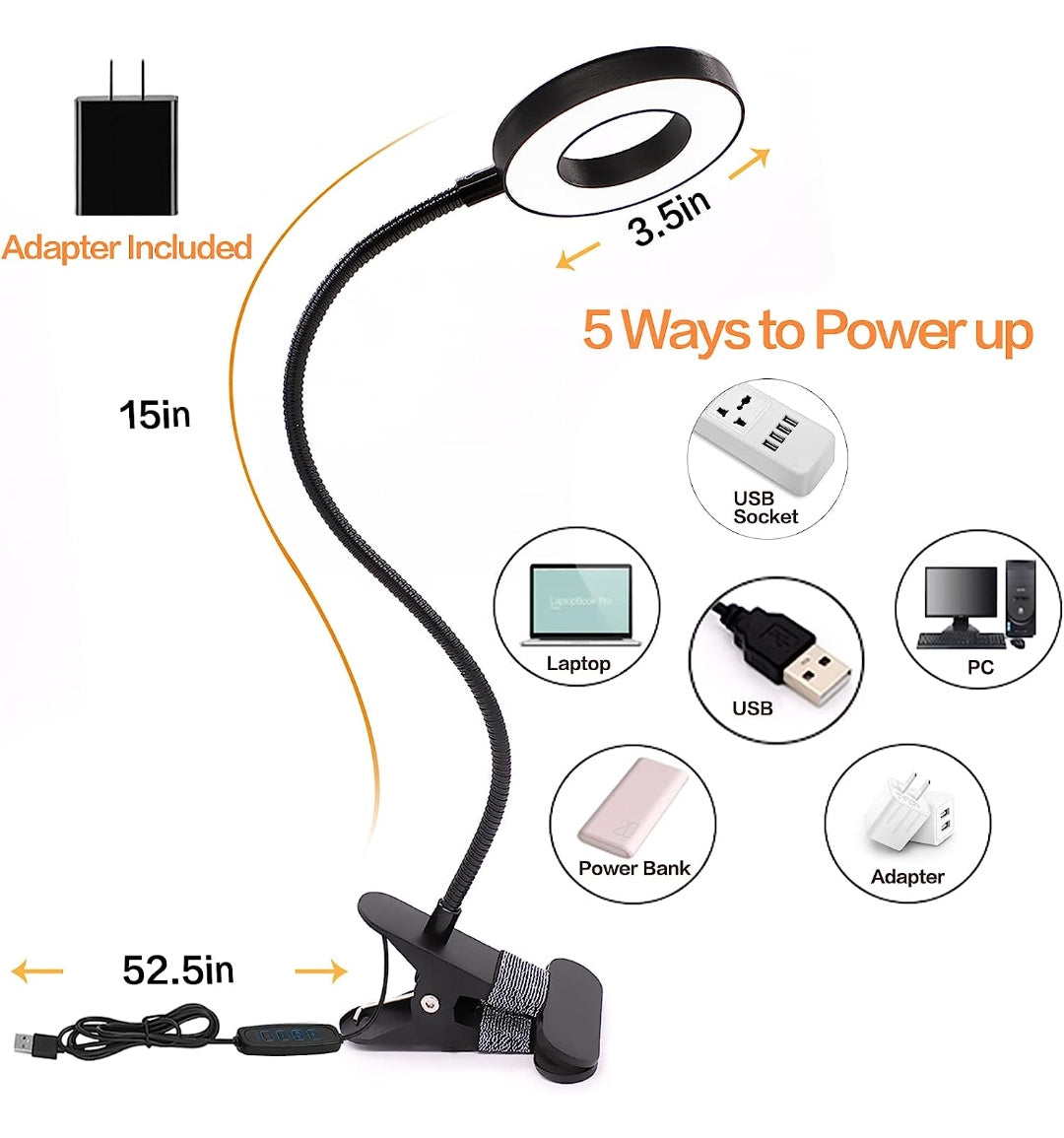 Desktop Lamp w/ Clamp & 10 Brightness Levels