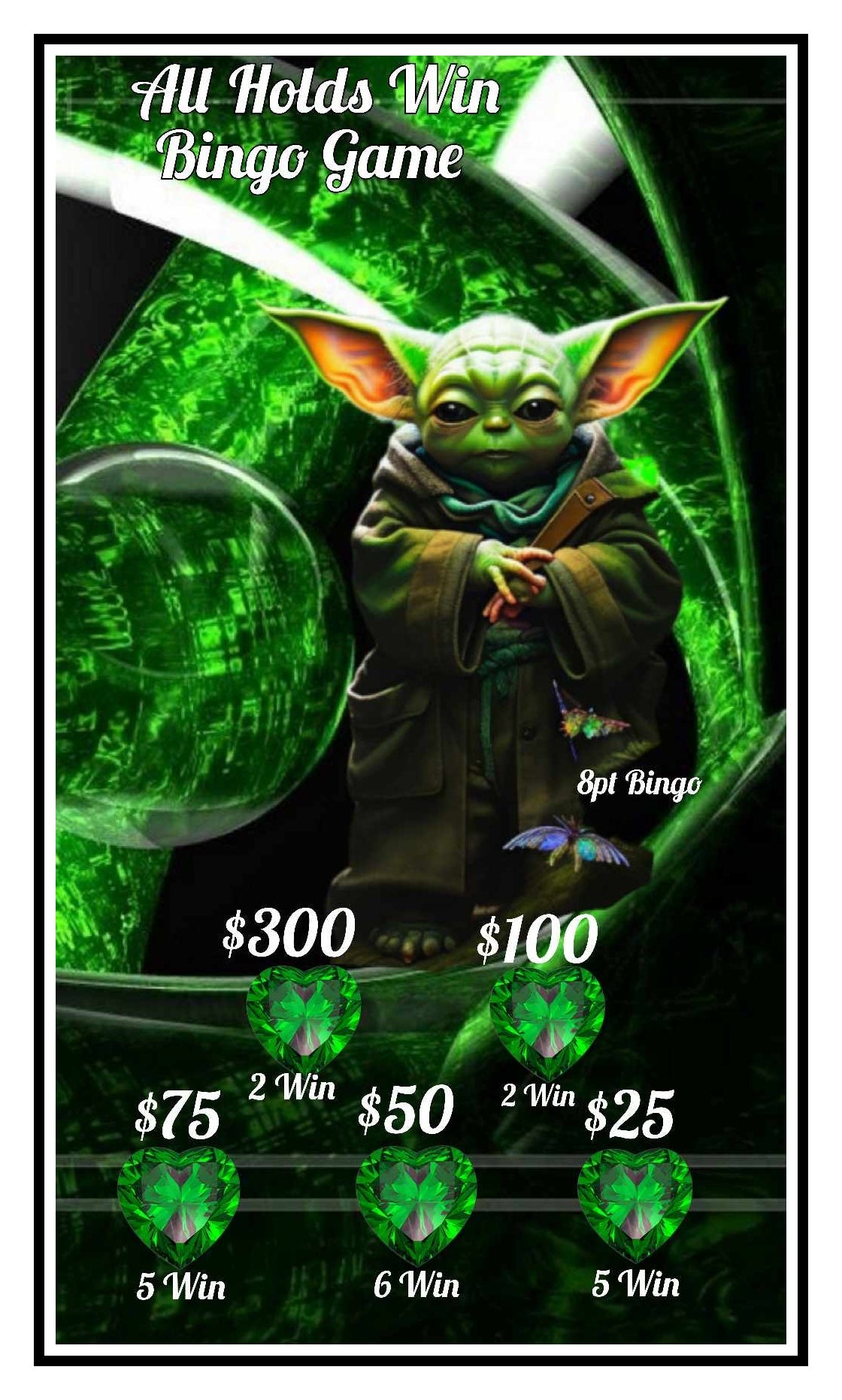 'Yoda' Bingo Board - $8/Line, $1,100 Profit