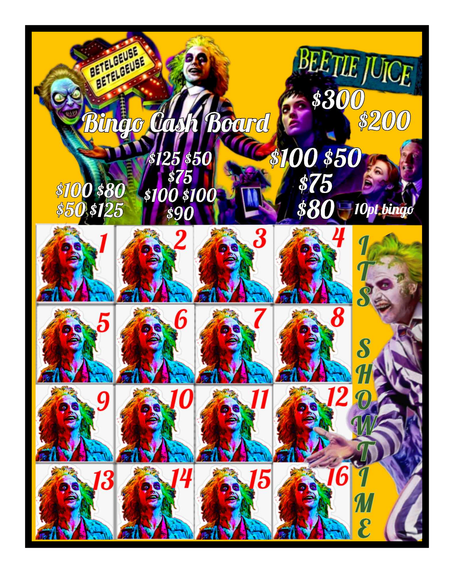 'Beetlejuice 2' Bingo Cashboard, $10/Line, $700