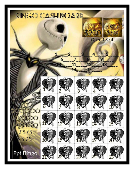 'Jack Skelington' Bingo Cashboard - $8/Line, $1,000 Profit