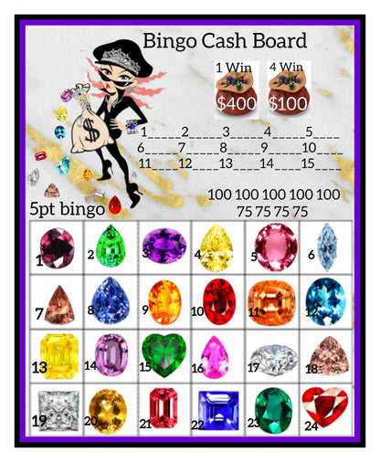 'Jewel Thief' Bingo Cashboard - $5/Line, $600 Profit