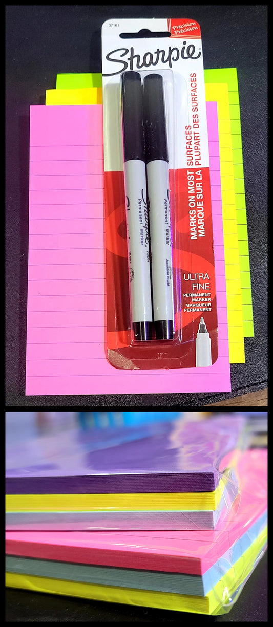 3pk Sticky-Note Pads + 2pk Ult. Fine Sharpie