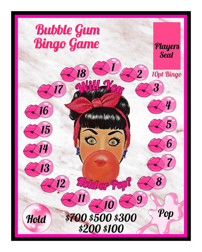 'Bubblegum Pop!' (Hot Potato) Bingo Board, $10/Line, $900 Profit