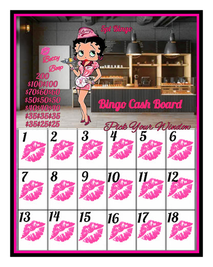 'Diner Betty' Bingo Cashboard- $5/Line, $300 Profit