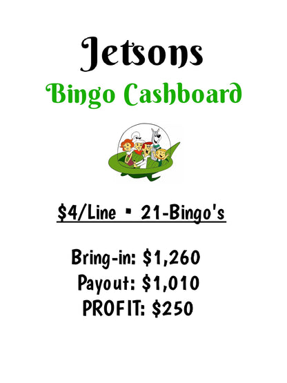 'Jetsons!' Bingo Cashboard - $4/Line, $250 Profit