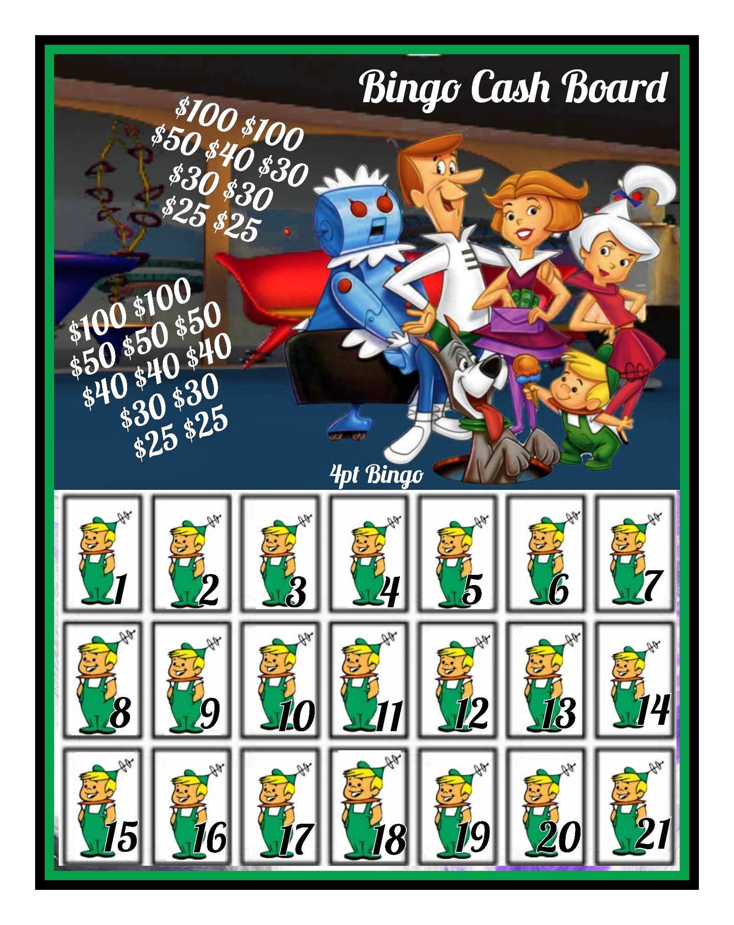 'Jetsons!' Bingo Cashboard - $4/Line, $250 Profit