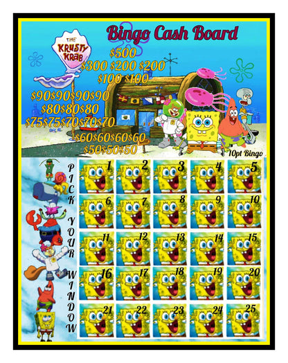 'SpongeBob' Bingo Cashboard ($10/Line, $1,000 Profit)