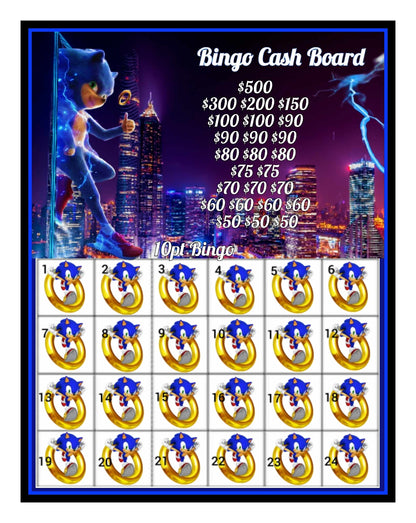 'Sonic' Bingo Cashboard ($10/Line, $950 Profit)