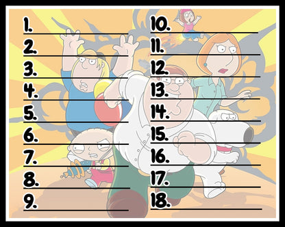 Family Guy • Bingo Climber Board, $10/Line, $1,000 Profit