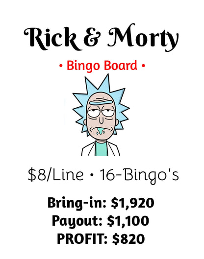 'Rick & Morty' ALL-HOLDS-WIN Board, $8/Line, $820 Profit