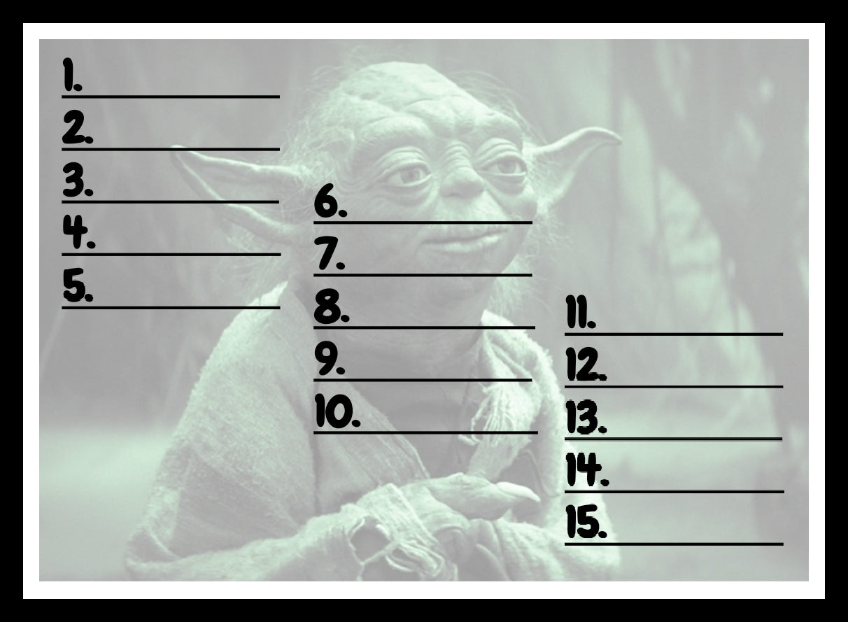 'Yoda' Bingo Board - $8/Line, $1,100 Profit