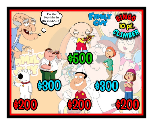 Family Guy • Bingo Climber Board, $10/Line, $1,000 Profit