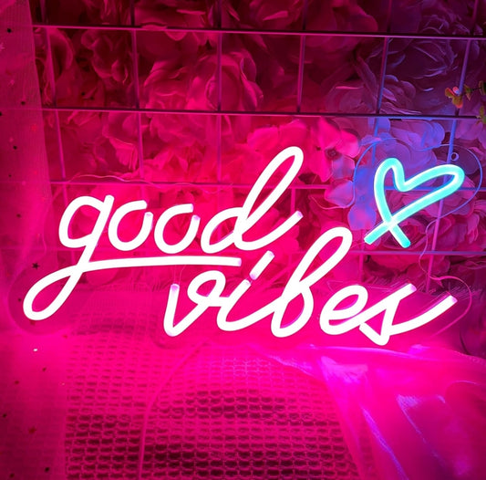 Good Vibes ♡ Neon Sign (Pink/8"×16")