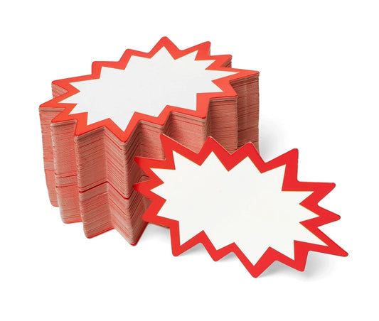 Starburst Cutouts 50ct (White/Red, 2"×3")