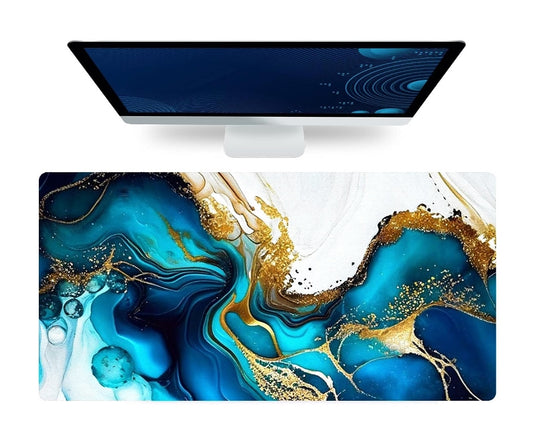 Large Desktop Mat/Pad (Marble/Blue, 31.5"× 15.7")