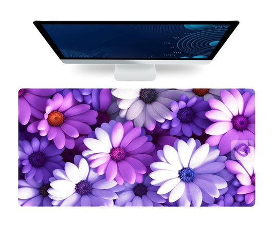 Large Desktop Mat/Pad (Violet/Bloom, 31.5"× 15.7")