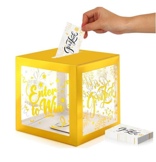 Raffle Box w/ 50ct Entry Cards (Gold/Translucent)