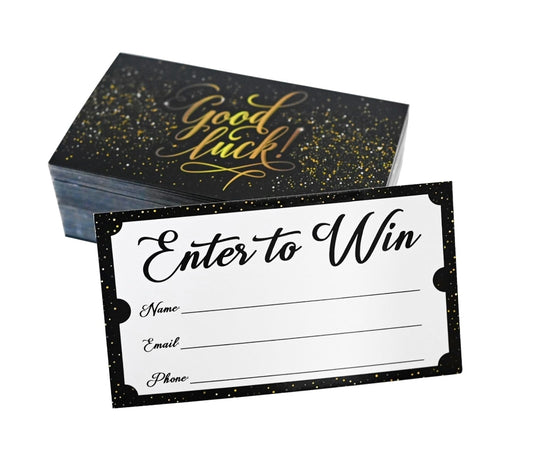 Enter to WIN! Entry Cards (250ct, Black/Gold)