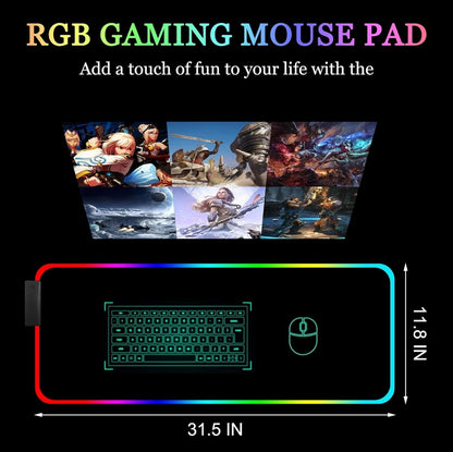 USB 4-Port, LED Desk Mat/Pad (31.5"× 11.8")